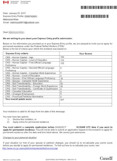 Invitation to Apply (ITA)